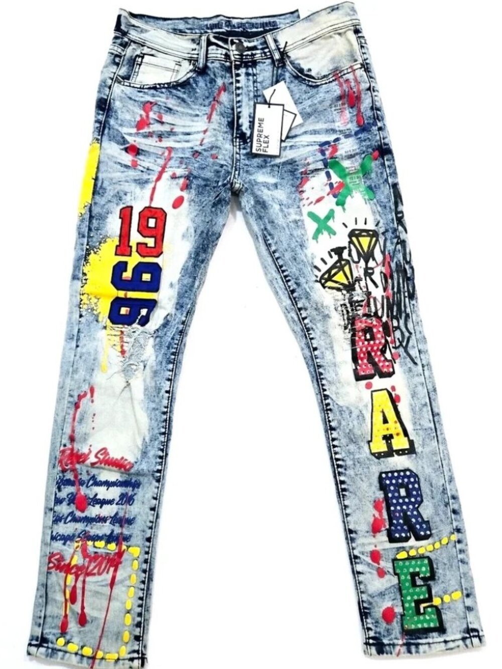 Rue21 Men's Multicolor Graphic Skinny Jeans